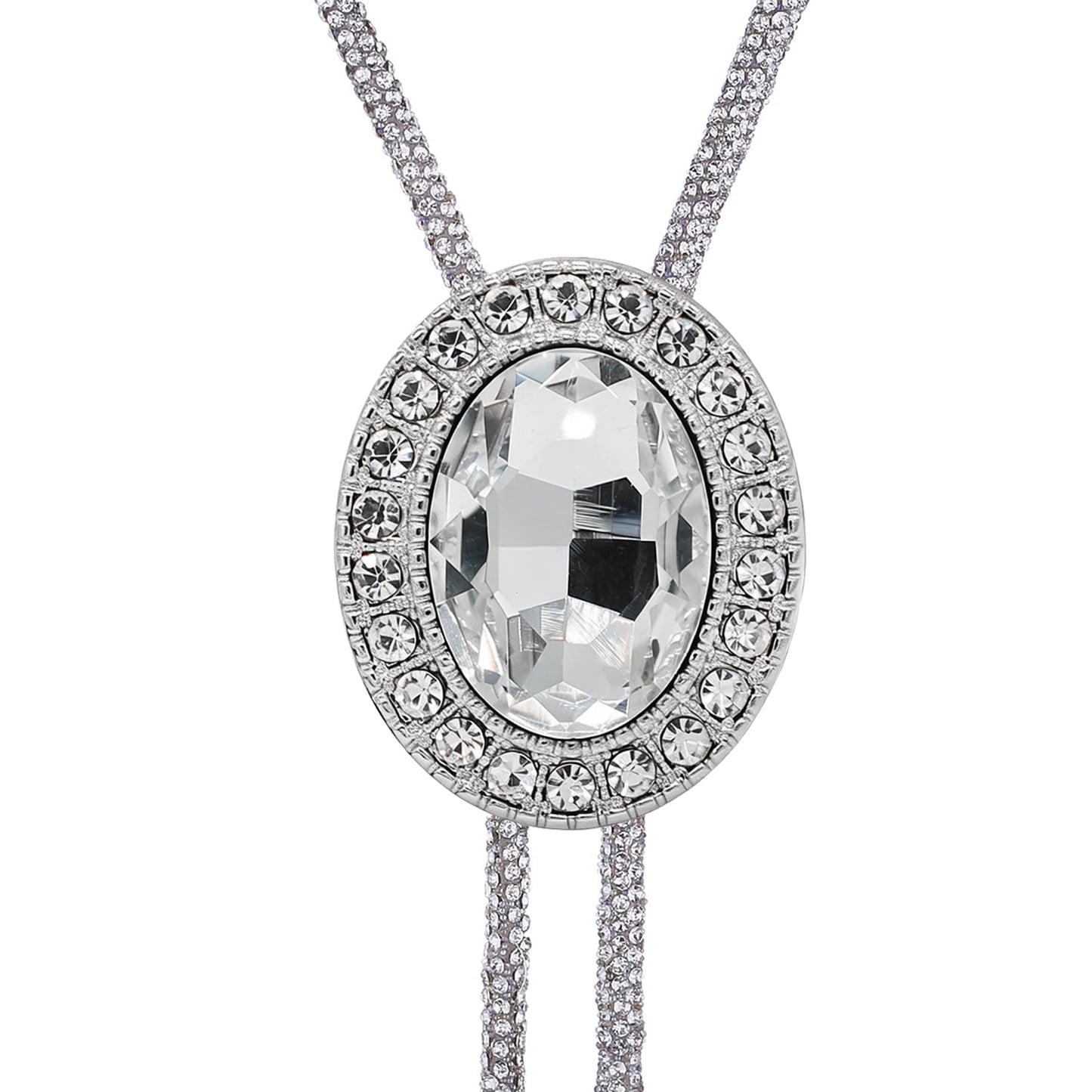 GelConnie Crystal Bolo Tie for Men Women Western Wedding Cowboy Tie Rhinestone Country Formal Necklace Adjustable Faux Leather Accessories