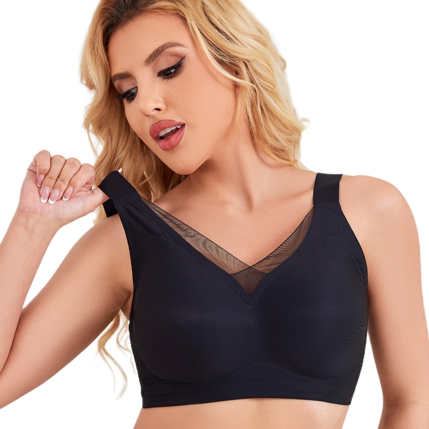 linliasor Minimizer Bra Posture Bras for Women Smoothing Shapedly Bra (Black,38DD)