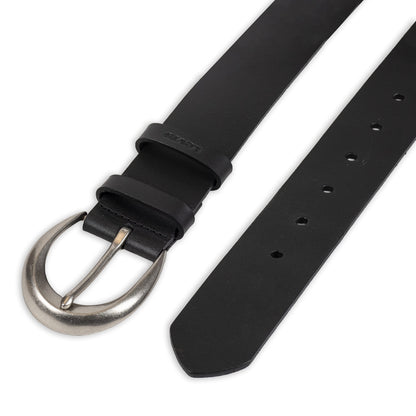 Levi's Women's Casual Soft Leather Jean Belt with Rounded Buckle, Black Loop, Large