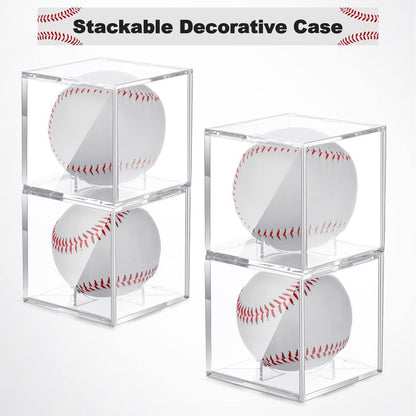 18 Pcs Baseball Display Case, Clear UV Protected Ball Holder Square Acrylic Baseball Cube Box Autograph Cases Storage for Display Official Size Standing, 3.15 Inches
