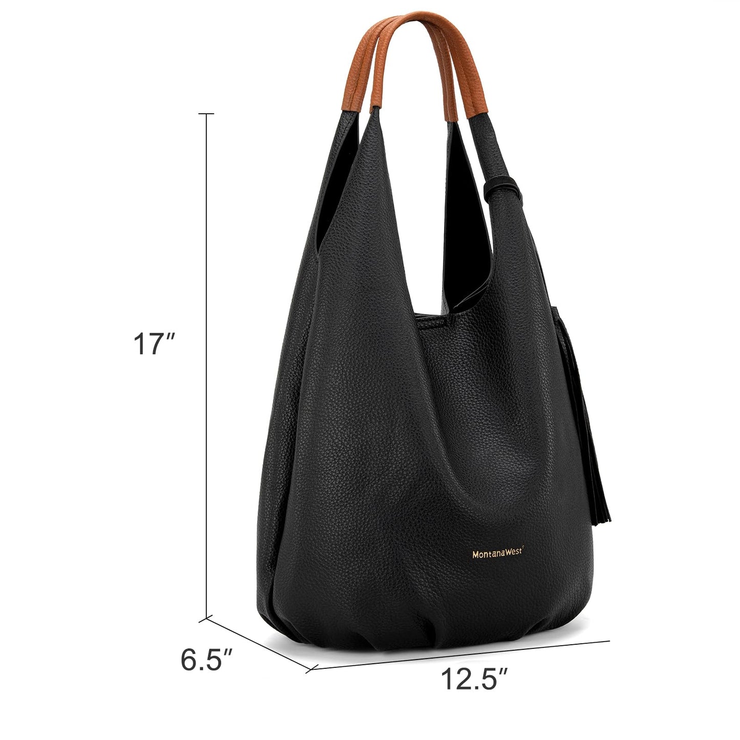 Montana West Slouchy Hobo Bags for Women 2PCS Shoulder Bag Set Womens Purses and Handbags with Coin Purse, MWC2-297BK