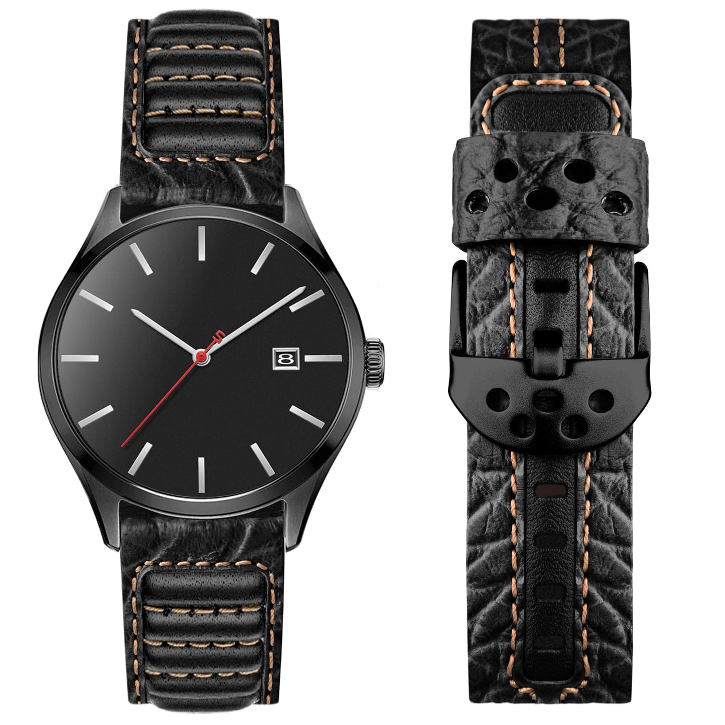 Wristitani Leather Watch Band for Men, 20mm 22mm Top Genuine Leather Watch Strap - Quick Release Watch Band Vintage Wristband Suitable for Classic Quartz Mechanical Smartwatches