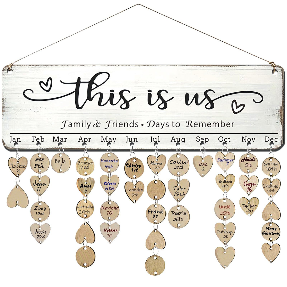 Grandma Mother Best Christmas Gifts from Son in Law, Family Birthday Tracker Calendar Board Wall Hanging to Reminder Important Day, Gifts for Mom Birthday Unique Ideas for Christmas Gift, Birthday