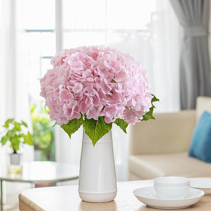 BonBloom's 3 Pcs Pink Artificial Hydrangea Flowers 21" Real Touch Flowers Latex Fake Hydrangea Flowers for Wedding Centerpieces Flower Arrangement Home Decor