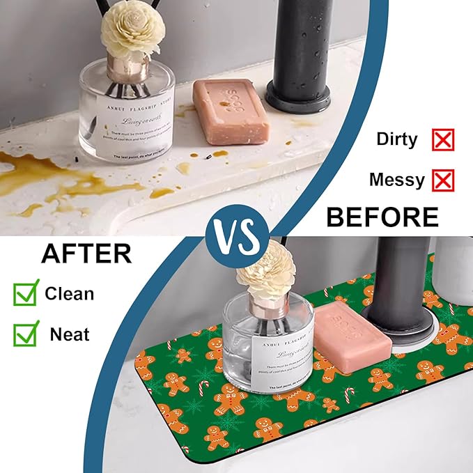 Christmas Gingerbread Man Sink Splash Guard Gingerbread Man Faucet Absorbing