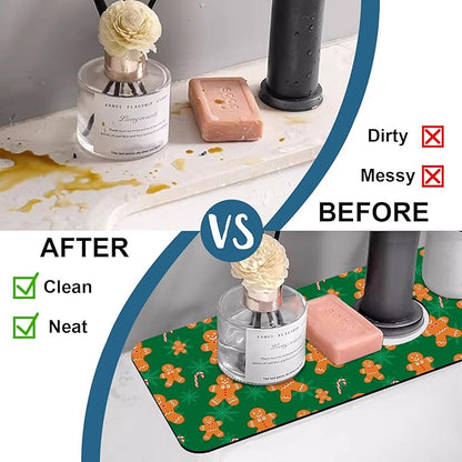 Christmas Gingerbread Man Sink Splash Guard Gingerbread Man Faucet Absorbing