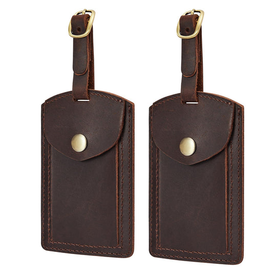 S-ZONE Leather Luggage Tag for Suitcases TSA Approved Adjustable Personalized Travel Tags