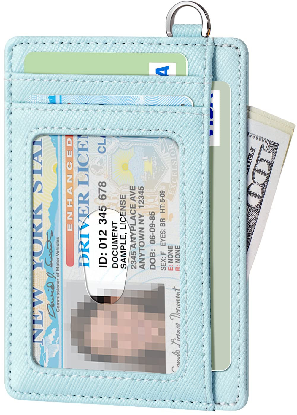 FurArt Slim Minimalist Wallet, Front Pocket Wallets, RFID Blocking, Credit Card Holder for Men-Light Blue