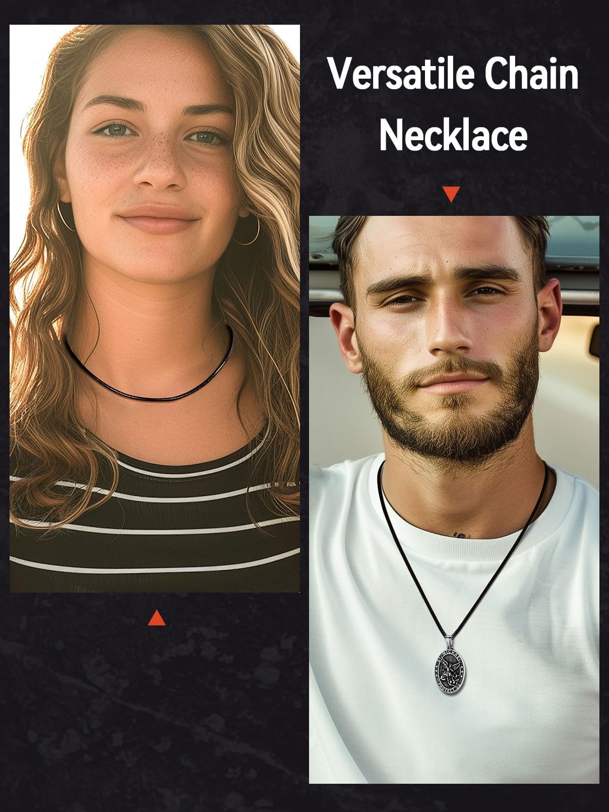 FaithHeart Waterproof Braided Leather Cord Chain Necklace Mens Wax Rope Chains for Pendant with Stainless Steel Clasp