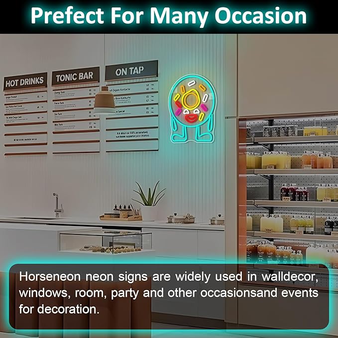 Donut Neon Sign,Dimmable Neon Signs for Wall Decor,Donut Neon Light Donut USB Led Sign for Bakery Dessert Cake Shop Restaurant Beach Stores