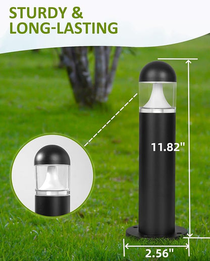 8 Pack Low Voltage Landscape Pathway Lights Wired, Outdoor Modern 12V LED Bollard Lights for Driveway Garden Walkway Yard Lawn (Included Connectors), 2700K Warm White Waterproof, Black
