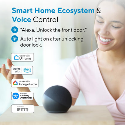 ULTRALOQ U-Bolt Pro WiFi Smart Lock with Door Sensor, 8-in-1 Keyless Entry Door Lock with Fingerprint ID, App Remote Control, Built-in WiFi Keypad Deadbolt, Auto Unlock, IP65 Waterproof, Easy Install
