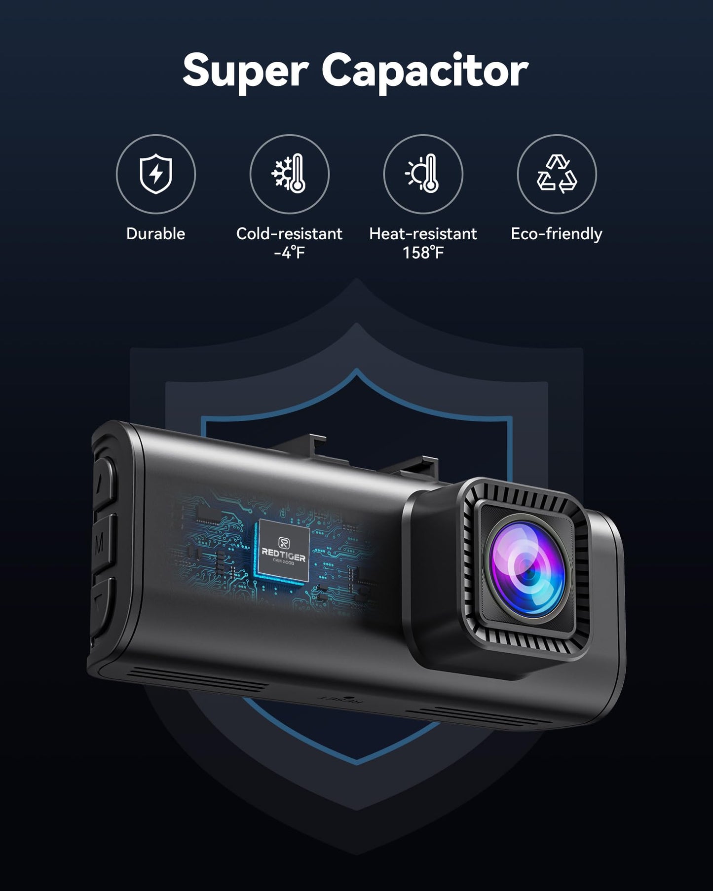 REDTIGER Dash Cam Front Rear, 4K/2.5K Full HD Dash Camera for Cars, Included 32GB Card, Built-in Wi-Fi GPS, APP Control, 3.18" IPS Screen, Night Vision, Wide Angle, WDR, 24H Parking Mode(F7NP)