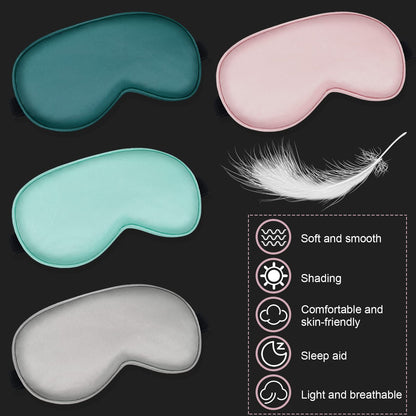 BBTO 4 Pcs Silk Sleep Eye Masks Smooth Soft Satin Eye Covers with Adjustable Strap Blindfold for Sleeping Blocking Out Lights Travel Relaxation (Royal Blue, Dark Green, Navy Blue, Black)