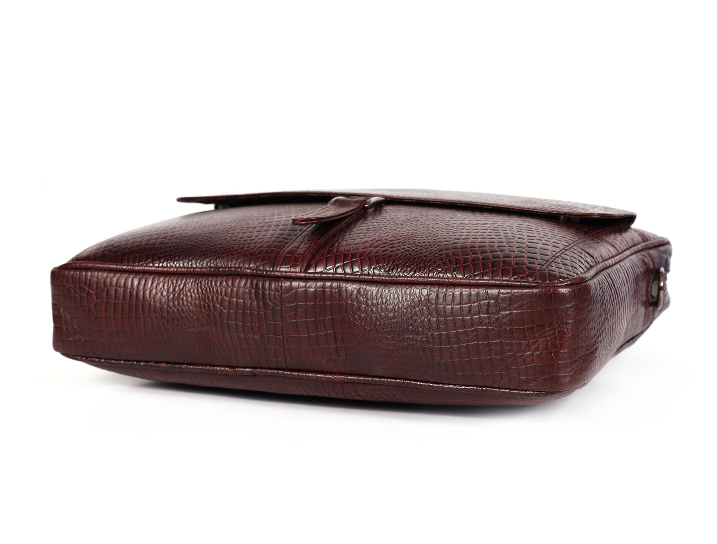 Leder Luxus 16" Crocodile Embossed Leather Briefcases for Men, Laptop Briefcase For Men, Satchel Shoulder Bag,2 Zipper Pockets, 2 Spacious Compartments,1 Flap Pocket 12x16x4 inches (Classic Brown)