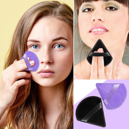 Pimoys 6 Pieces Powder Puff Face Makeup Sponge Soft Velour Triangle Powder Puffs Beauty Sponge Stocking Stuffers for Loose Powder (Black, Pink)