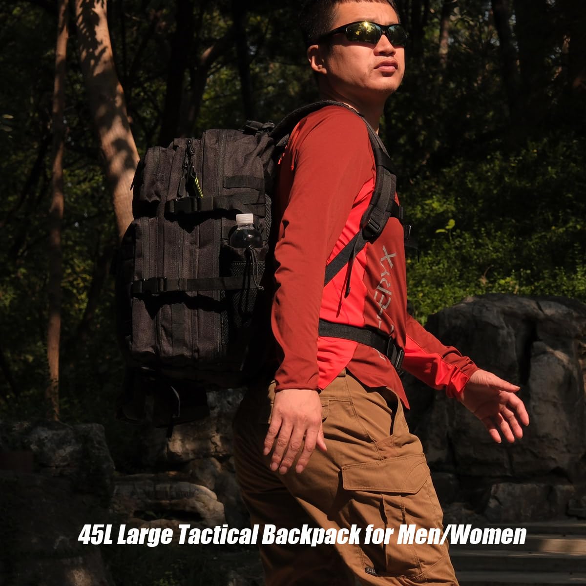 R.SASR Black Tactical Backpack, Military Backpack, Molle Backpack (Black-2.0)
