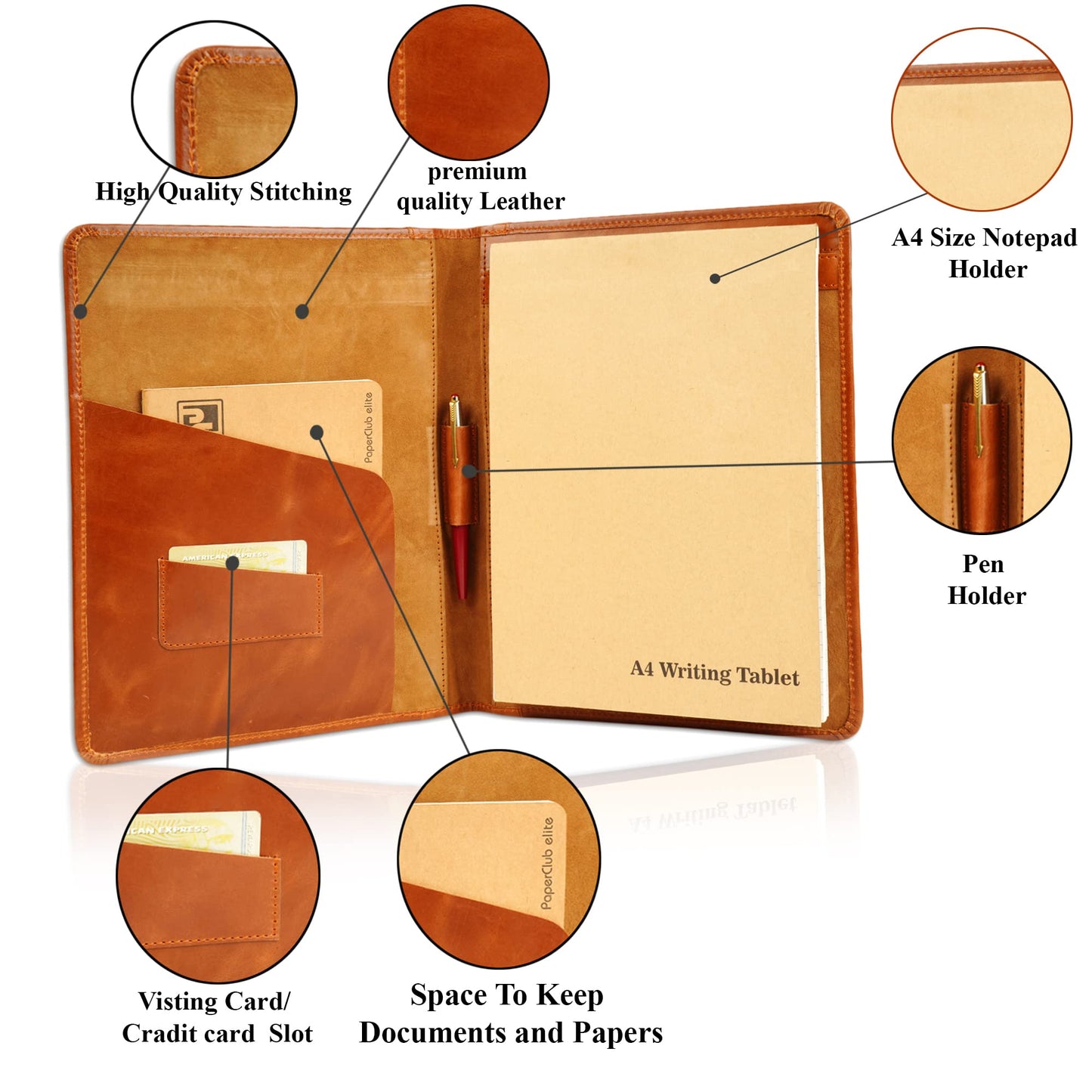 CestAntiQ, Heavy Duty Buffalo Leather Legal Pad Portfolio | Handmade Executive Notebook Binder Portfolio | Professional Padfolio Organizer | Business Gift for Men and Women : Brown