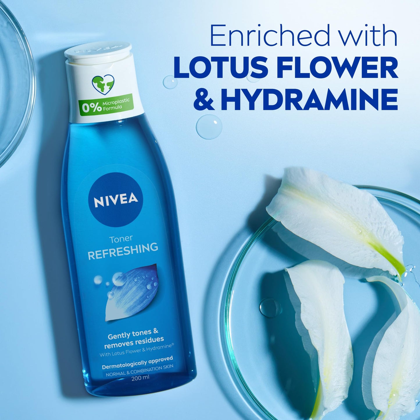 NIVEA Refreshing Toner 200ml | With Lotus & Hydramine | Effective Makeup Remover | Gently Cleanses and Moisturises Skin | Eliminates Impurities | For Normal & Combination Skin (Pack of 2)