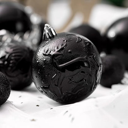 Christmas Ornaments for Xmas Trees,Black Shatterproof Christmas Ball Ornaments