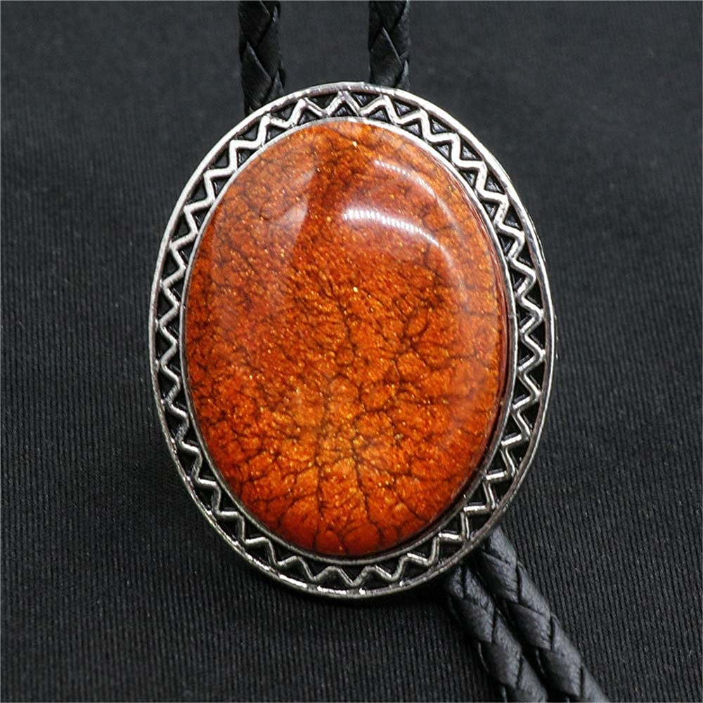 Himongoo Bolo Tie for Men & Women – Orange Coral Stone Western Necklace, Adjustable Cowboy Wedding Jewelry