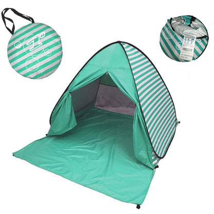 YBK Tech New Stripe Style Automatic Pop Up Beach Tent UV Protection Instant Portable Quick Cabana Sun Shelter for 2-3 Persons (Green)