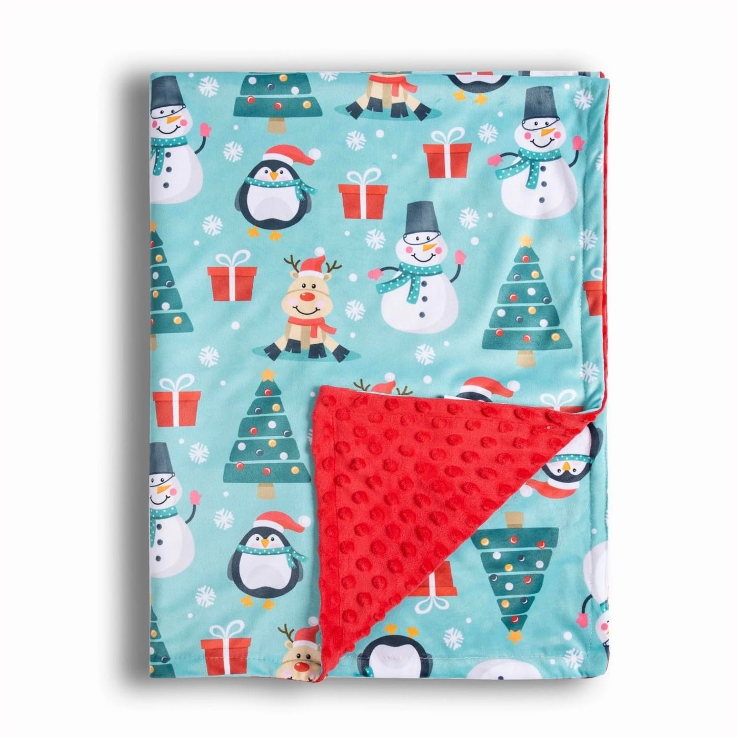 Donsonny Baby Blanket for Boys Girls Soft Minky with Double Layer Dotted Backing, Cartoon Printed 30 x 40 Inch Receiving Blanket (Christmas Snowman)
