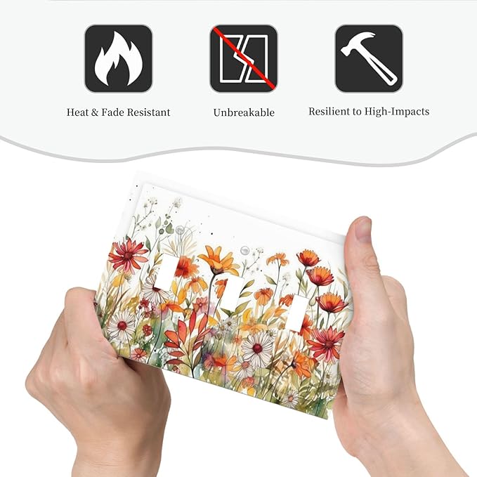 Watercolor Wild Flower Floral 3 Gang Light Switch Covers Triple Toggle Wall Plate Decorative Switchplate Electrical Faceplate for Nursery Bedroom Bathroom Decor