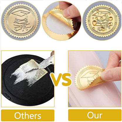 CRASPIRE 408pcs 2 Inch Honor Roll Gold Foil Stickers Word Gold Embossed Gold Certificate Seals Self Adhesive Waterproof Round Dot Medal Decoration Label for Gift Packaging Envelope Card Seal