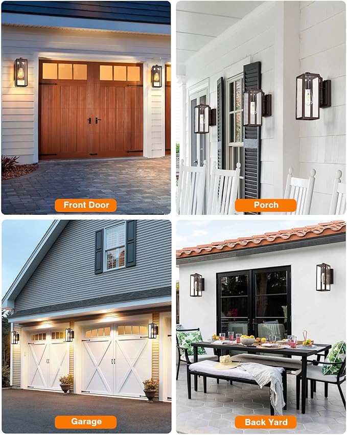 VIANIS Dusk to Dawn Outdoor Light Fixtures Wall Mount, Sensor Porch Lights, Anti-Rust Exterior Wall Sconce Lighting Lamp, Waterproof Coach Lantern for Doorway, Garage