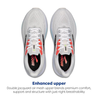 Brooks Men’s Ghost 17 Neutral Running Shoe - White/Pink Clay/Gecko - 7 Wide