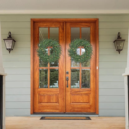 24 Inch Pine Wreath Christmas Wreaths for Front Door, Real Touch Pine Wreath with White Berries Artificial Green Wreaths for Walls Windows Porches Farmhouse Indoor Outdoor Home Decor