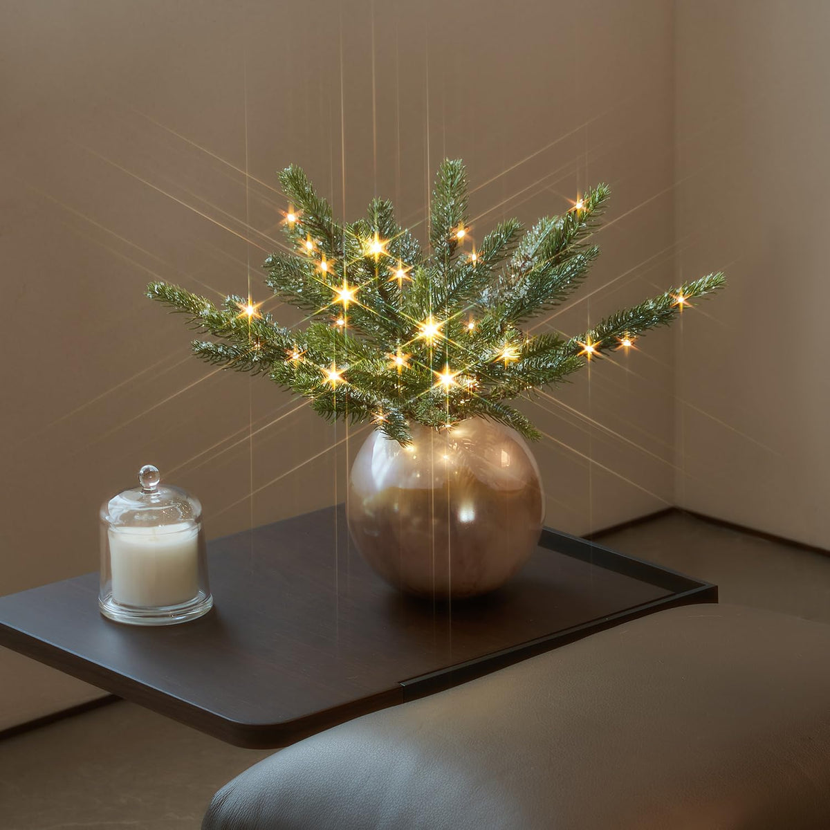 Hairui Lighted Pine Snowflake Lights with Timer Battery Operated and USB Plug in 2 Pack, Pine Branch with Lights 16IN 60 LED for Wall Window Door Christmas Decoration Indoor Outdoor