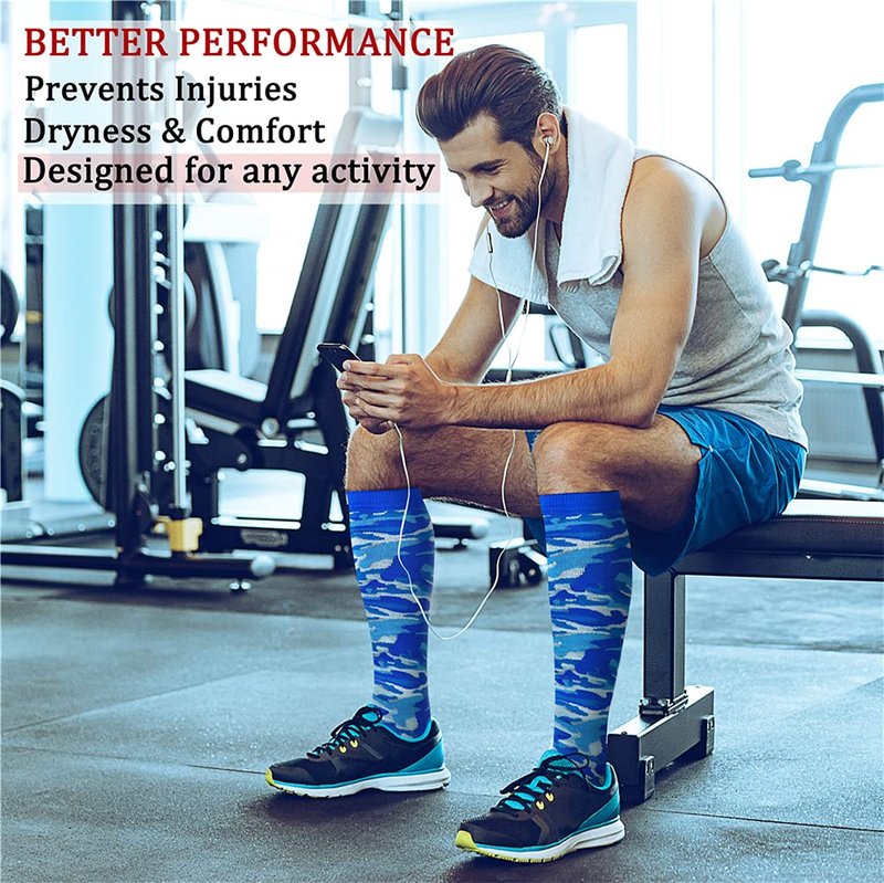 CHARMKING Compression Socks for Women & Men (8 Pairs) 15-20 mmHg Graduated Copper Support Calf Socks are Best for Pregnant, Nurses - Boost Performance, Circulation, Knee High Wide Calf(S/M, Multi 13)