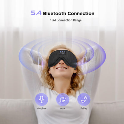TOPOINT Sleep Mask with Bluetooth Headphones, Breathable Silk Eye Mask for Sleeping Men Women, Bluetooth Sleep Mask Blackout with Speakers, Microphone Handsfree, USB C for Travel Meditation Gifts