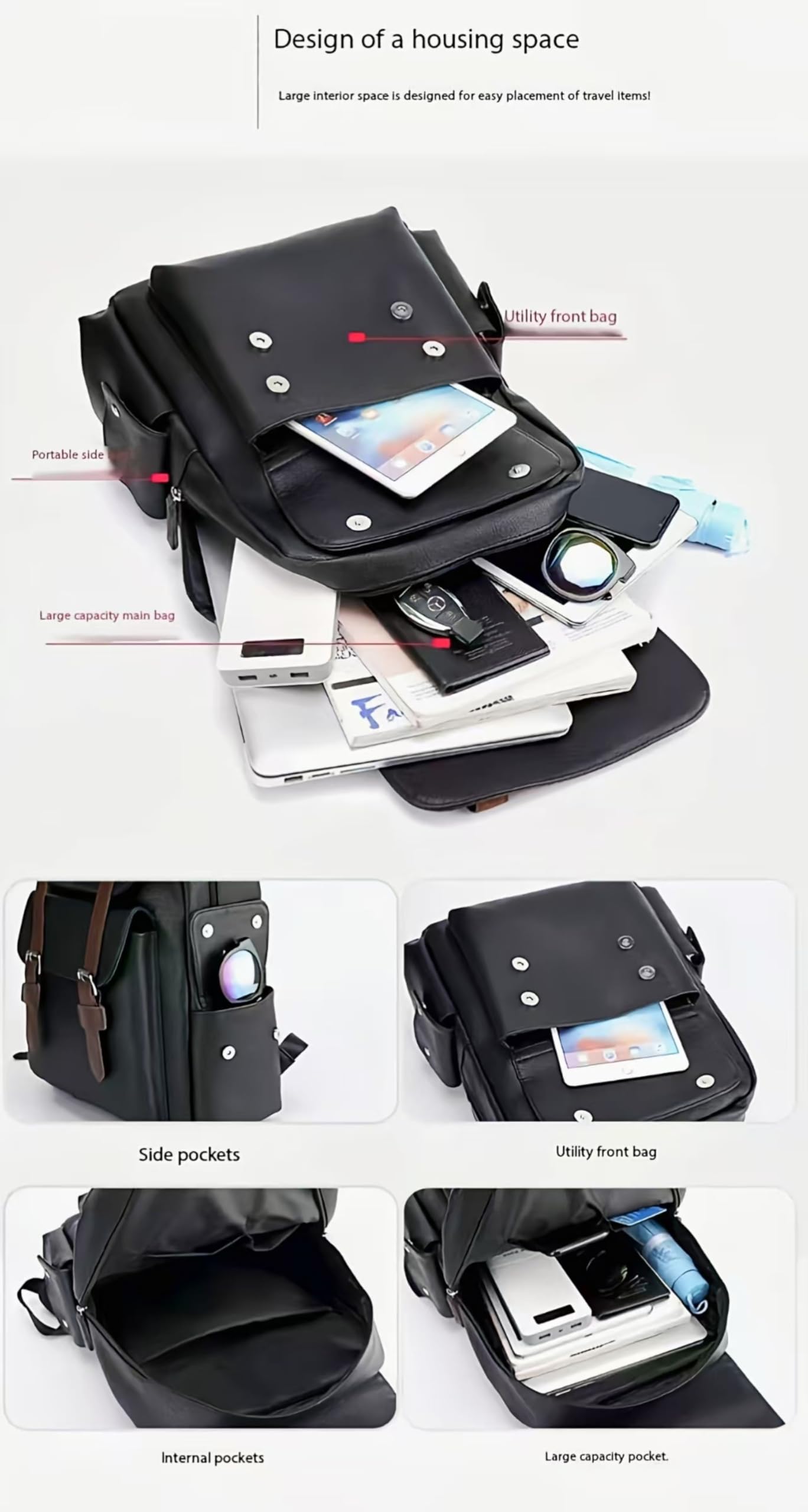 CYLYWJD Business Men and Women PU Leather Backpack 15.6inch Laptop Waterproof Backpack Travel Commuter Lightweight schoolbag (Brown backpack8,Medium)