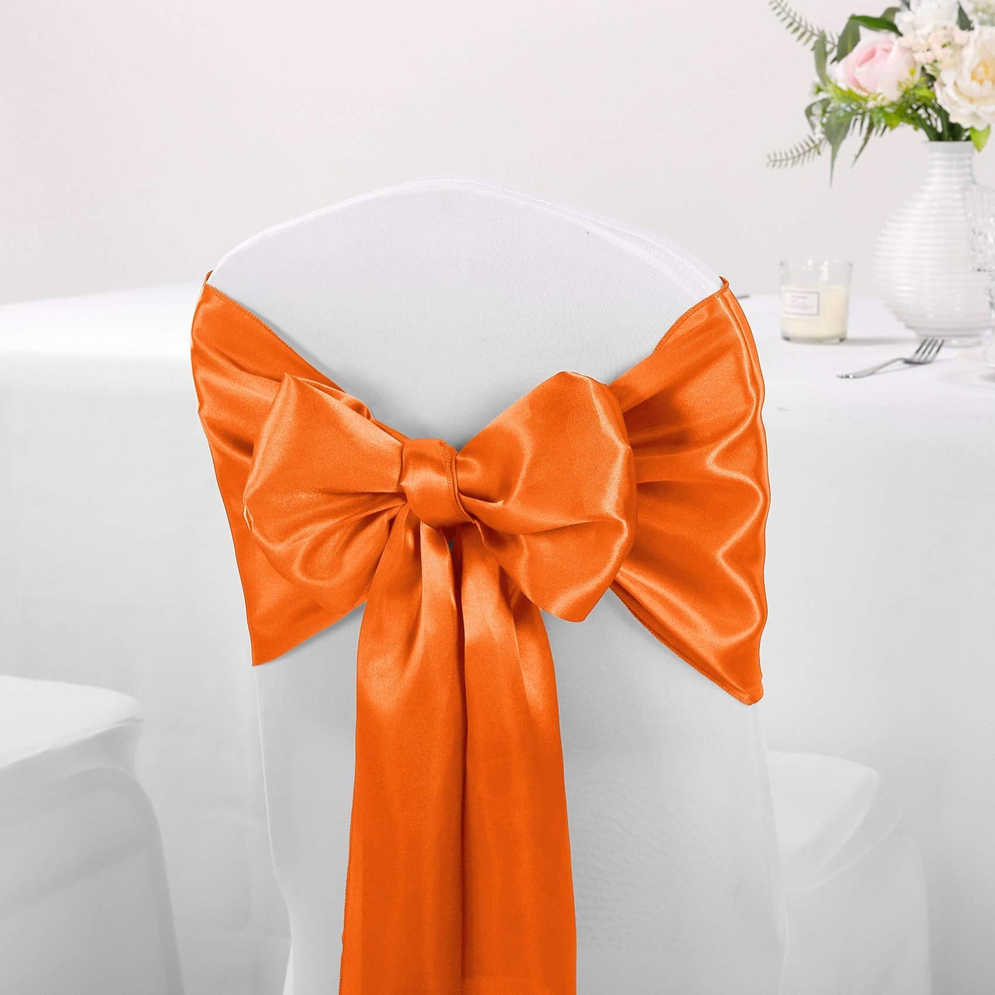 5-Pack Satin Table Runner Orange 12 x 108 inches Long, Table Runners for Wedding, Birthday Parties, Banquets Decorations（5 Pack, 12x108 Inch, Orange）