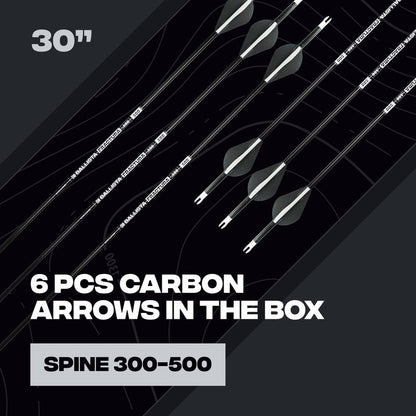 BALLISTA FRACTURA Hunting Micro Diameter Arrows for Compound and Recurve Archery Bow - Carbon 32", OD 6mm, Spine 300-6pcs