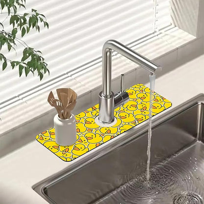 Sink Splash Guard Faucet Mat Rubber Ducky Absorbent Fast Drying Mat Sink