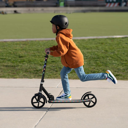 Jetson Jupiter Jumbo 3 Wheel Light Up Kick Scooter, Black- Adjustable Handlebar Foldable Ride On Toy for Toddlers and Kids Ages 5 and Up