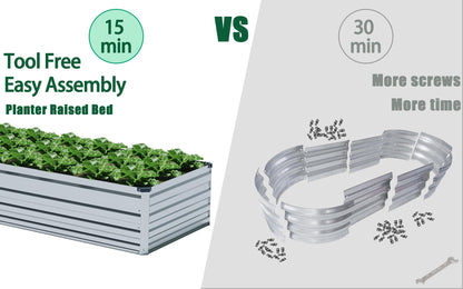 Vengarus 2pcs 4x3x1FT Galvanized Raised Garden Bed-Outdoor Planter Box for Vegetables,Metal Flower Boxes with Corner,Planter Raised Bed,Silver