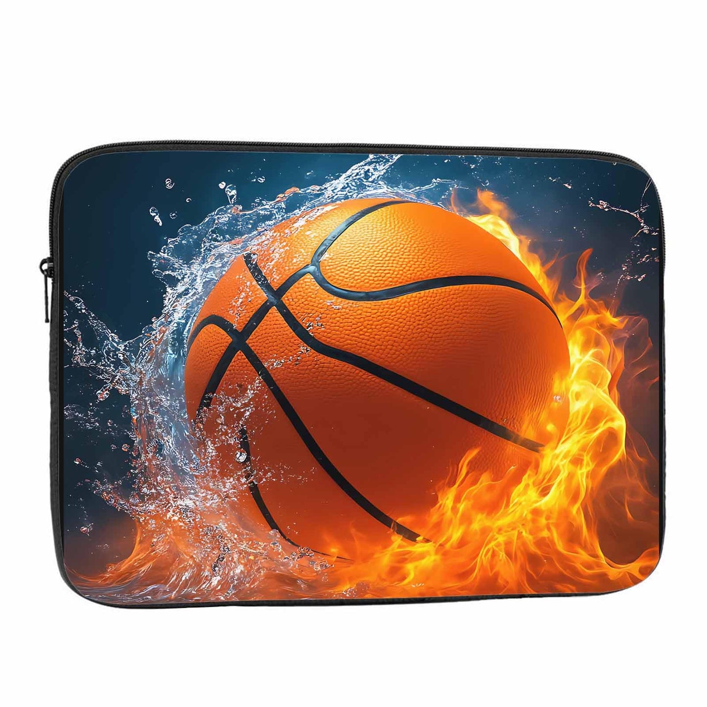 Nicokee Laptop Sleeve Bag 15.4 15.6 Inch,Basketball Ball in Fire and Water Ball Flame Protective Polyester Computer Cases Laptop Cover Briefcase Bag Tablet Travel Cover