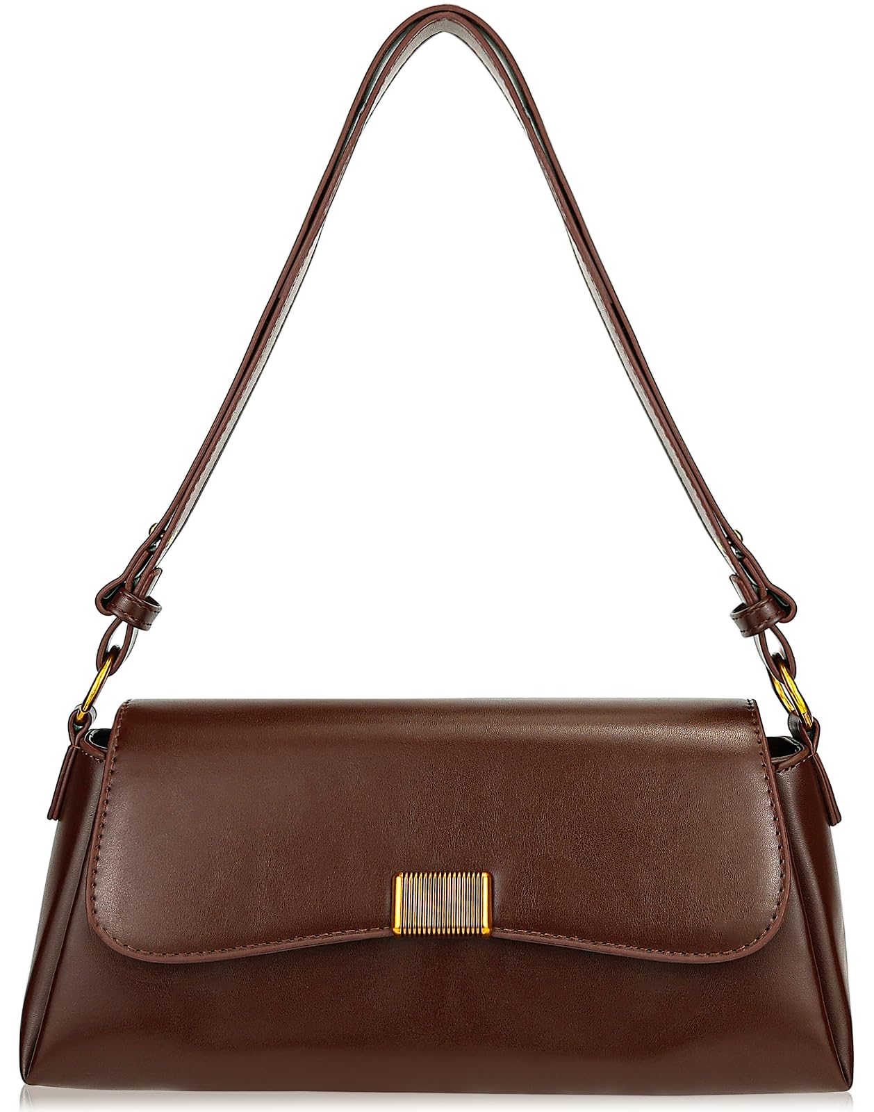 Farcauo Vintage Shoulder Bags Small Purses for Women Women's Tote Handbags Trendy Crossbody Bag, Adjustable Strap Shoulder Bag Dark Brown PU Leather Purse