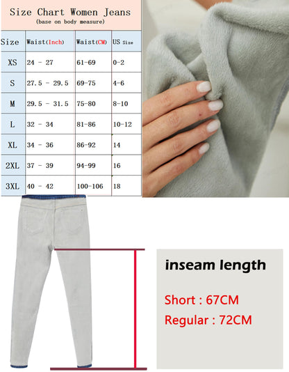 Yehopere Women's Winter Fleece Lined Jeans Slim Fit Warm Skinny High Waist Denim Jeans