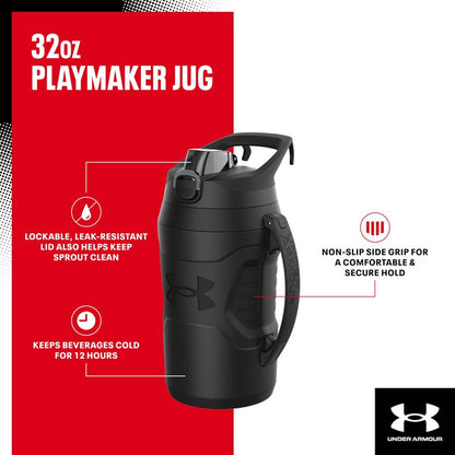 Under Armour 32 oz Insulated Water Bottles - Sports Water Jug with Fence Hook, Leak Resistant for Baseball, Football & More, 32 oz Insulated, Royal/Black