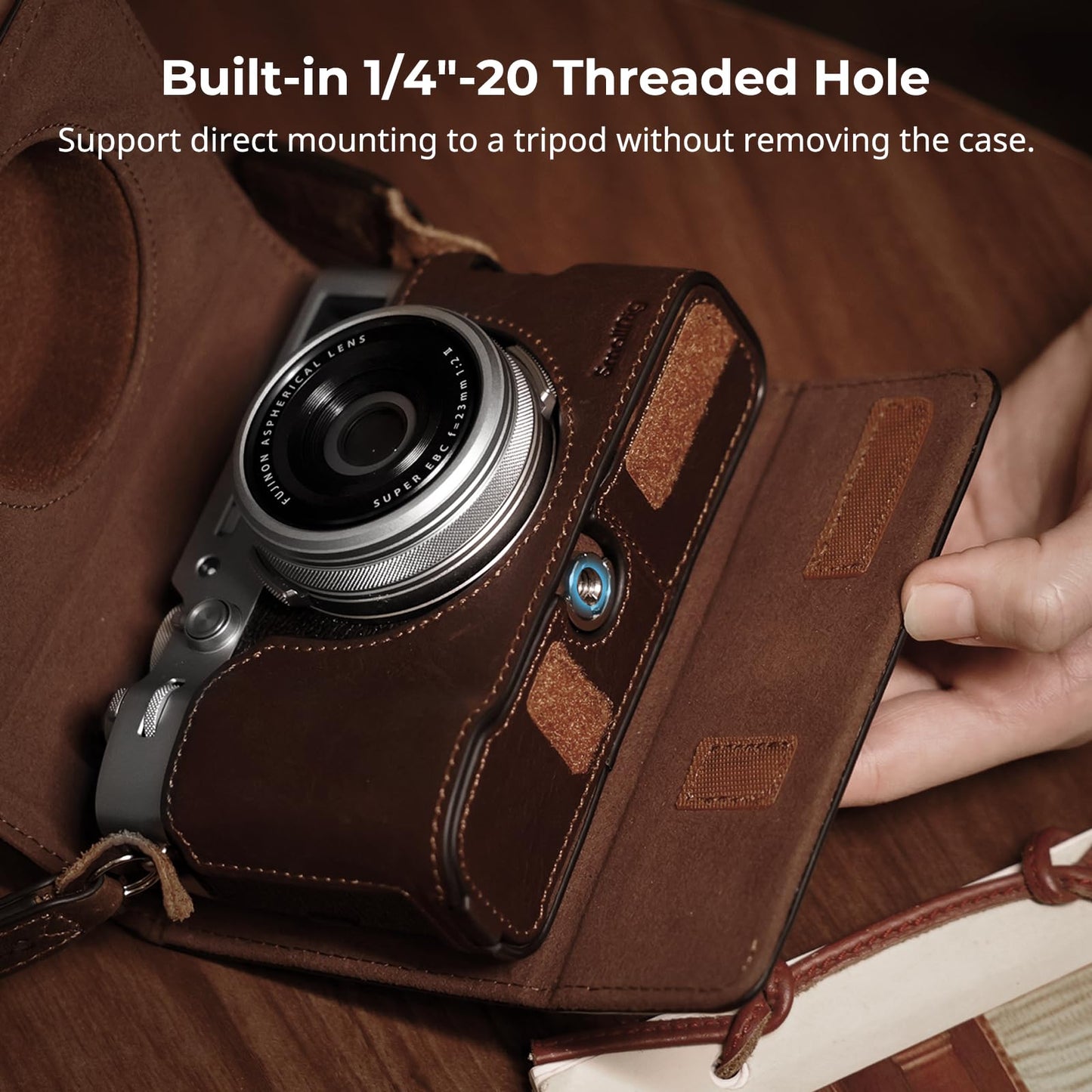 SMALLRIG Leather Case Kit for FUJIFILM X100VI, Including Half Case, Flip Cover and Shoulder Strap, Genuine Leather Material, Portable and Protecting - 4558