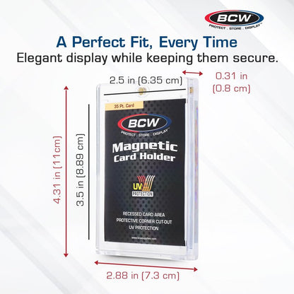 BCW Magnetic Card Holder - 35 PT Thickness - 20 Pack | Protective Display Card Case with Secure Gold Magnet Closure | UV Protection, Quick Access Design for Sports, Gaming, and Collectible Cards