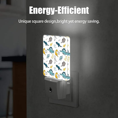 Dino Night Light, Funny Dinosaurs Night Lights Plug into Wall Decor for Bedroom, Bathroom, Hallway, Kitchen, Dusk to Dawn Sensor Nightlights for Boys Girls Women Men Room Gifts
