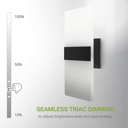ASD 14 Inch LED Indoor Wall Sconce - Modern Interior 24W 120V 2700K-5000K Adjustable Dimmable Wall Mounted Light Fixtures, Acrylic Glass Wall Lights for Stairway, Hallway - ETL, Matte Black