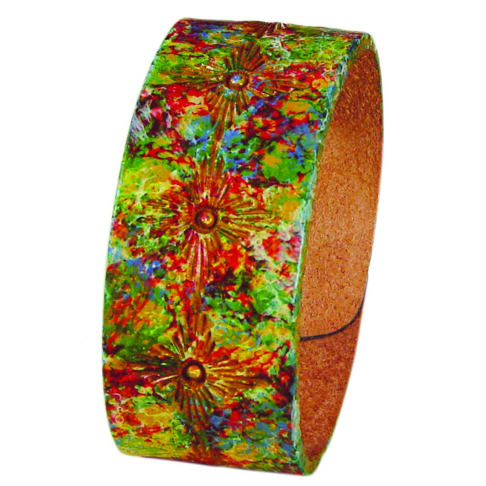 Realeather C4138-08 Medium Leather Wristbands with Snap Closure, Medium, Natural, 8-Pack